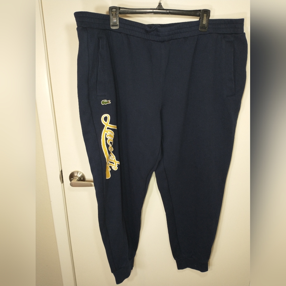 Lacoste Men's Calligraphy Fleece Jogger Sweatpants in Navy Blue -،size 4XLExce
